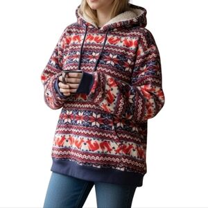 Steve Red and Blue Patterned Hoodie